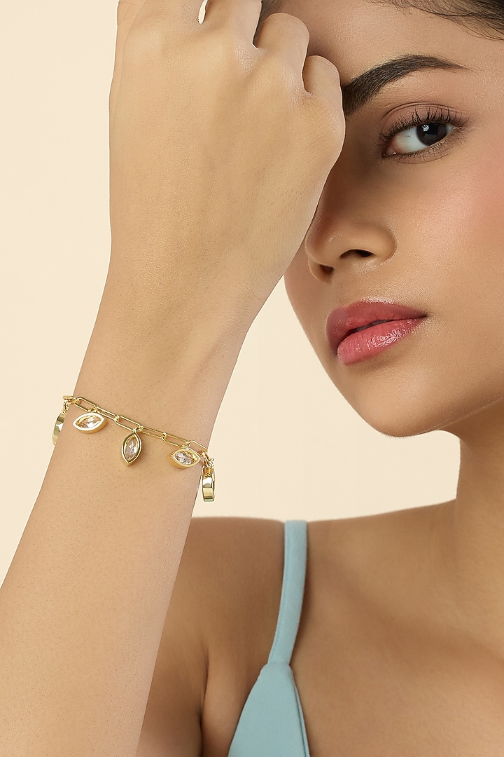 Gold Plated Synthetic Stone Bracelet by Isharya at Pernia's Pop Up Shop