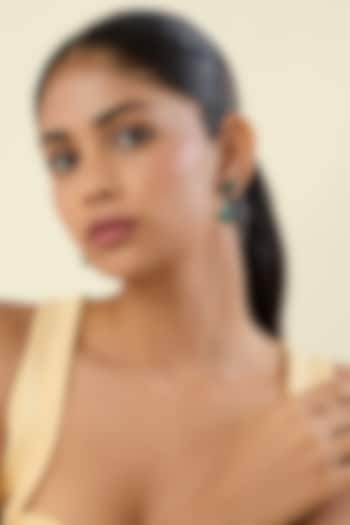 White Rhodium Finish Emerald Doublet Dangler Earrings by Isharya at Pernia's Pop Up Shop