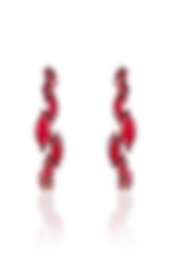 Gold Finish Ruby Doublet Stone Hoop Earrings by Isharya at Pernia's Pop Up Shop