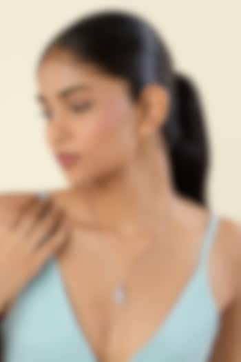 White Rhodium Finish Synthetic Stone Pendant Necklace by Isharya at Pernia's Pop Up Shop