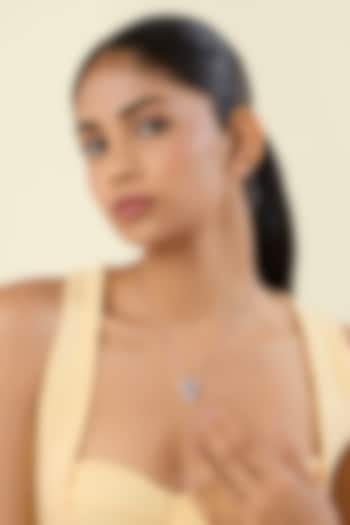White Rhodium Finish Silver Gemstones Pendant Necklace by Isharya at Pernia's Pop Up Shop