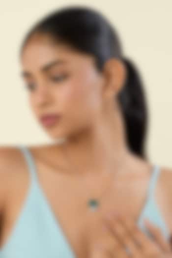 White Rhodium Finish Emerald Doublet Stone Pendant Necklace by Isharya at Pernia's Pop Up Shop