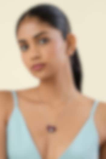 White Rhodium Finish CZ Red & White Stone Pendant Necklace by Isharya at Pernia's Pop Up Shop