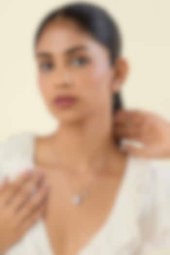 White Rhodium Finish Synthetic Stone Pendant Necklace by Isharya at Pernia's Pop Up Shop