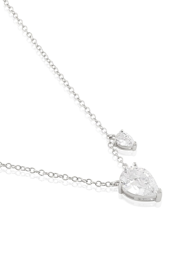 White Rhodium Finish Synthetic Stone Pendant Necklace by Isharya at Pernia's Pop Up Shop