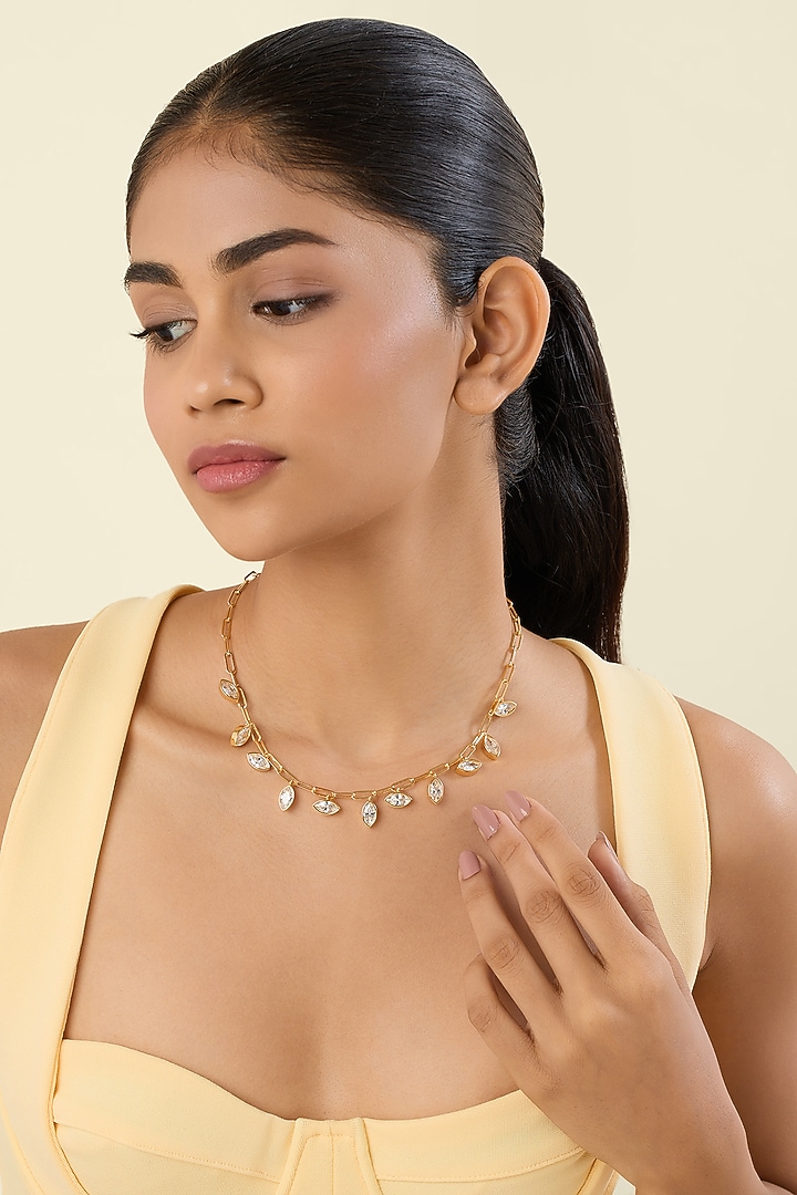 Gold Plated Gemstone Choker Necklace by Isharya at Pernia's Pop Up Shop