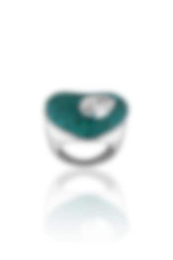 White Rhodium Finish CZ Green Gemstone Ring by Isharya at Pernia's Pop Up Shop