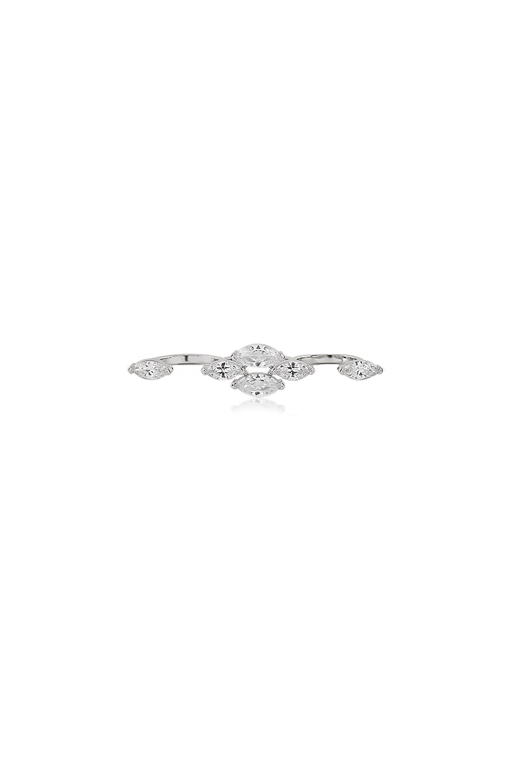 White Rhodium Finish Silver Synthetic Stone Ring by Isharya at Pernia's Pop Up Shop