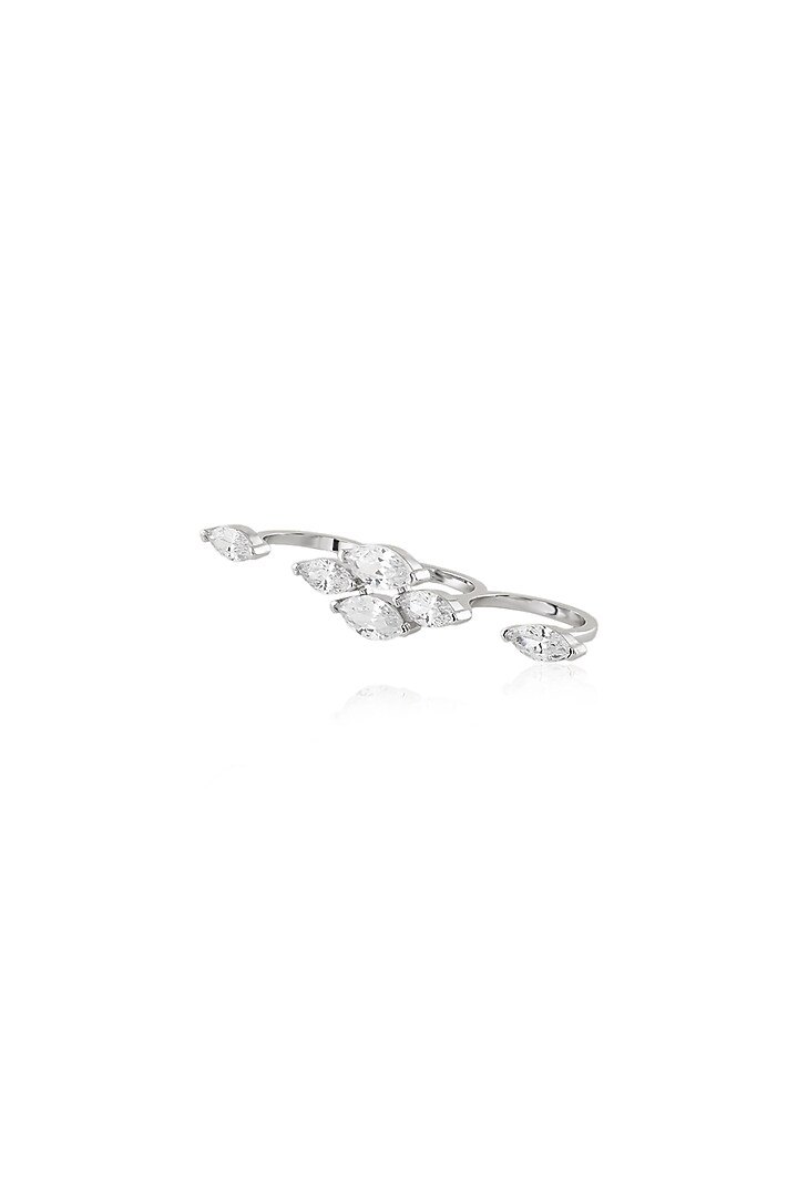 White Rhodium Finish Silver Synthetic Stone Ring by Isharya at Pernia's Pop Up Shop