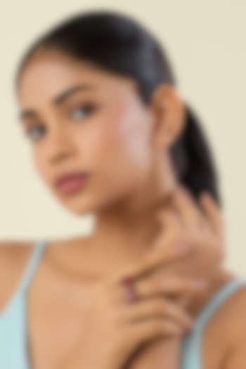 White Rhodium Finish Ruby Doublet Stone Ring by Isharya at Pernia's Pop Up Shop