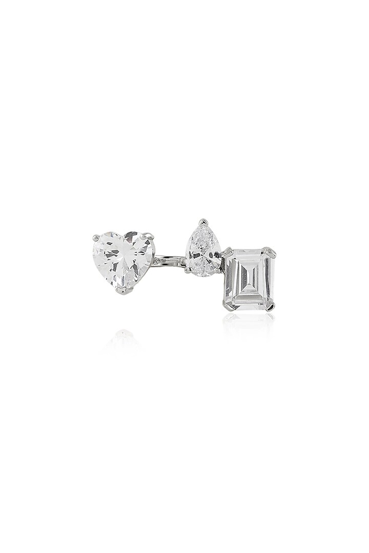 White Rhodium Finish Silver Synthetic Stone Ring by Isharya at Pernia's Pop Up Shop