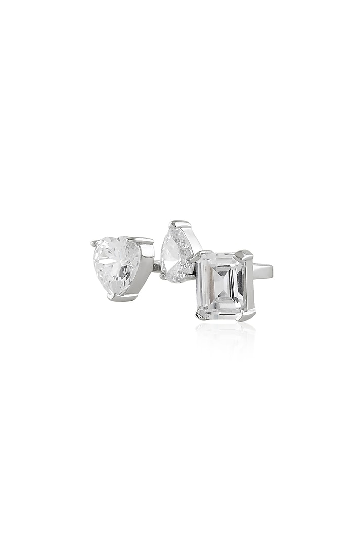 White Rhodium Finish Silver Synthetic Stone Ring by Isharya at Pernia's Pop Up Shop