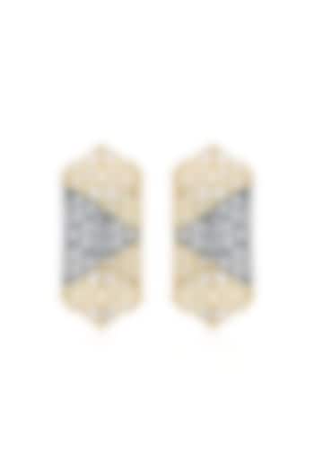 Two Tone Plated Mirror Trencadis Dangler Earrings by Isharya