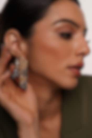 Two Tone Plated Mirror Dangler Earrings by Isharya