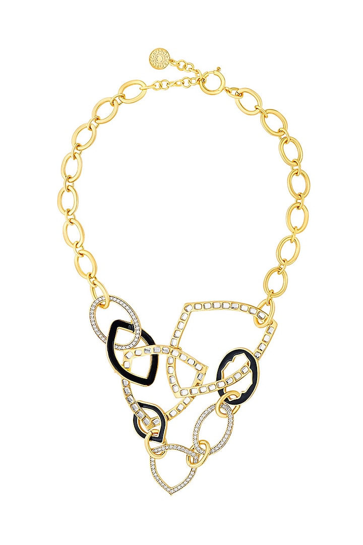 Gold Plated Mirror Looped Link Necklace by Isharya