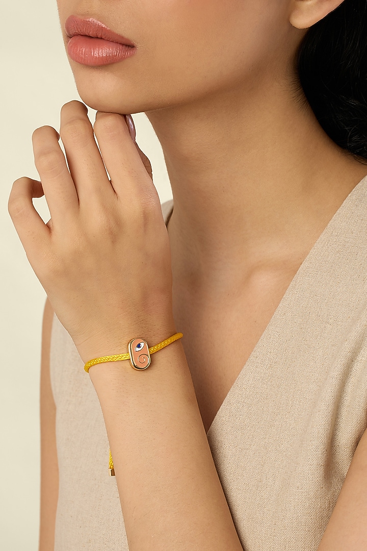 Gold Plated Crystal Zirconia Brown & Blue Enameled Bracelet by Isharya at Pernia's Pop Up Shop