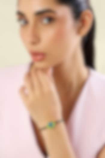 Gold Plated Crystal Zirconia Neon Green & Blue Enameled Bracelet by Isharya at Pernia's Pop Up Shop