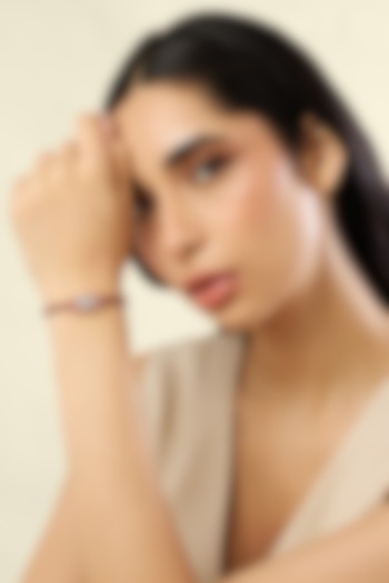 Gold Plated Crystal Zirconia Red & Light Blue Enameled Bracelet by Isharya at Pernia's Pop Up Shop