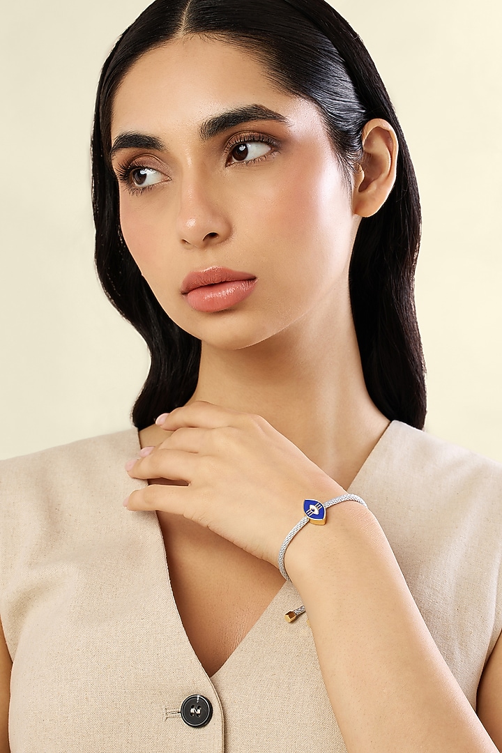 Gold Plated Evil-Eye Charm Dark Blue Enameled Bracelet by Isharya at Pernia's Pop Up Shop