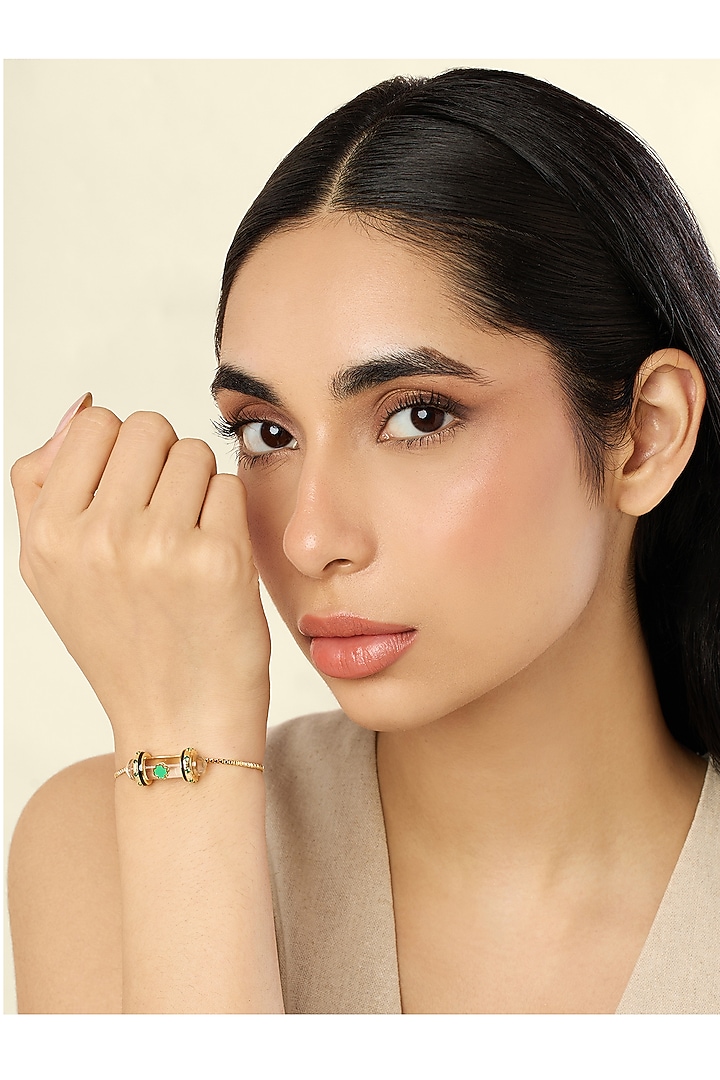 Gold Plated Crystal Zirconia & Quartz Stone Enameled Bracelet by Isharya at Pernia's Pop Up Shop