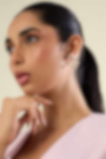 Gold Plate Crystal Zirconia Blue Enameled Stud Earrings by Isharya at Pernia's Pop Up Shop