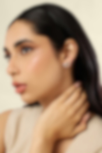 Gold Plated Crystal Zirconia Black Enameled Curved Stud Earrings by Isharya at Pernia's Pop Up Shop