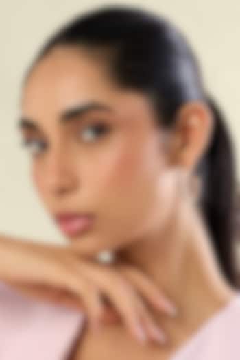 Gold Plated Pink & White Crystal Zirconia Black Enameled Hoop Earrings by Isharya at Pernia's Pop Up Shop