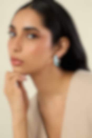 Gold Plated Crystal Zirconia Turquoise Enameled Huggie Earrings by Isharya at Pernia's Pop Up Shop