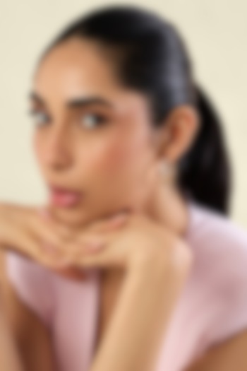 Gold Plated Crystal Zirconia Blue Enameled Hoop Earrings by Isharya at Pernia's Pop Up Shop