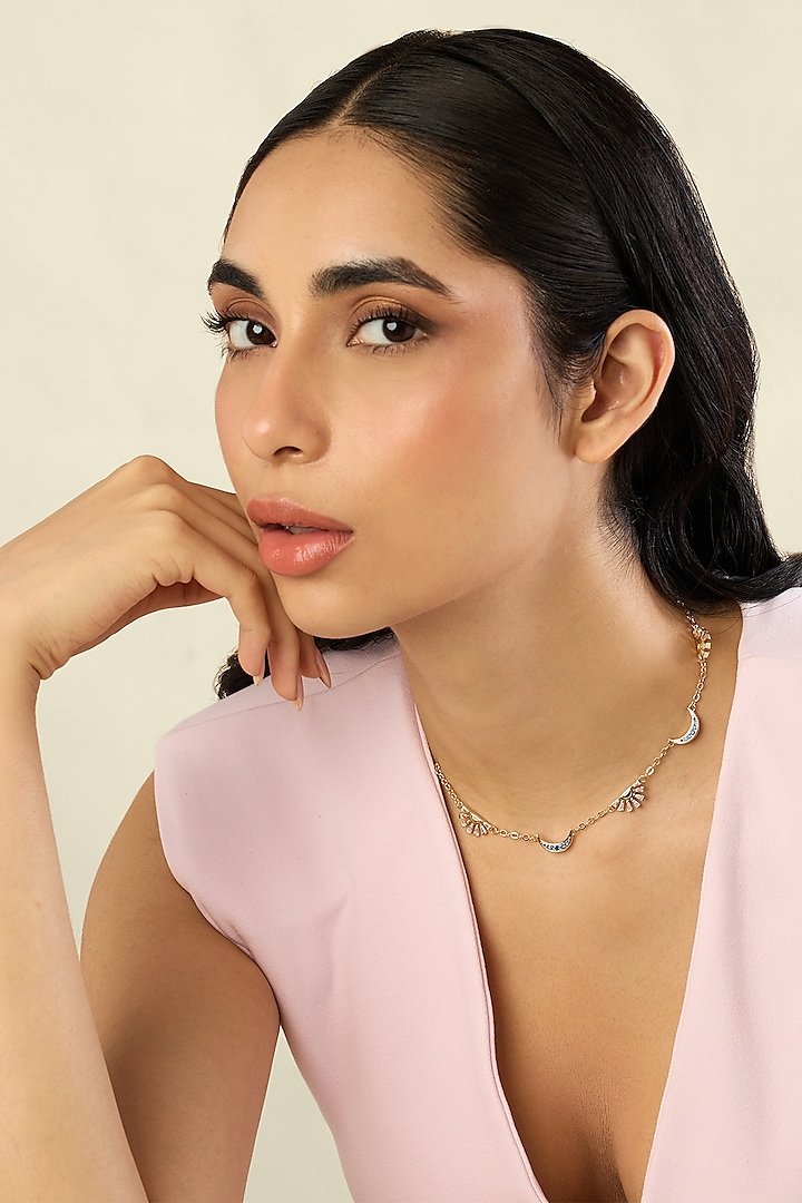 Gold Plated Crystal Zirconia Enameled Necklace by Isharya at Pernia's Pop Up Shop