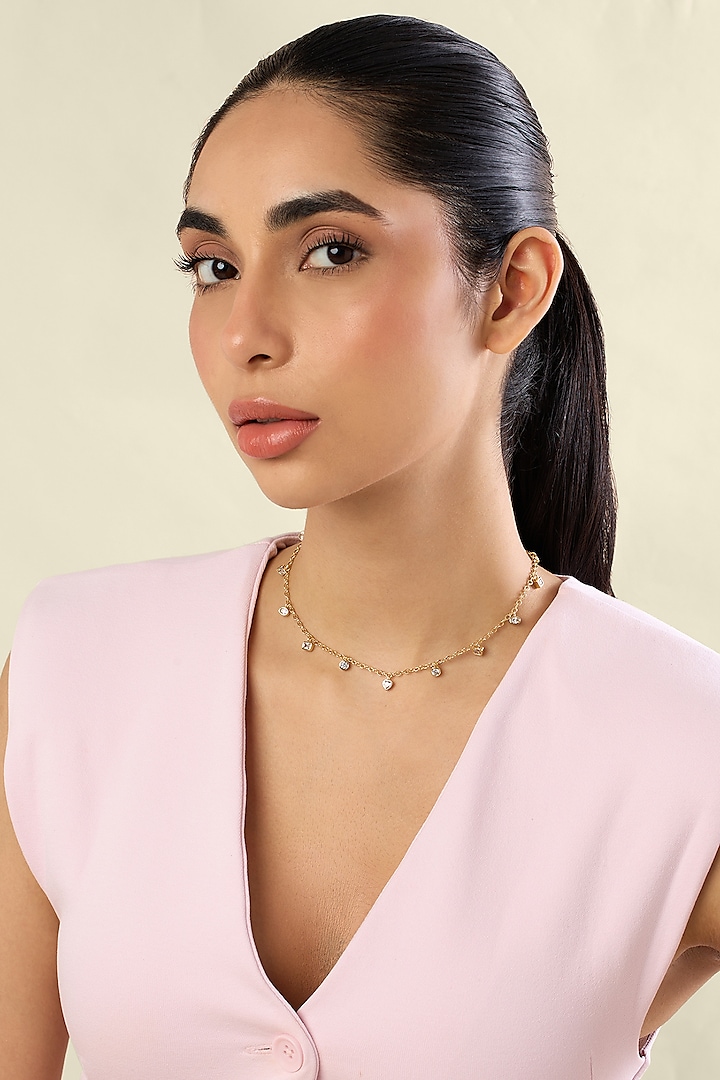 Gold Plated Crystal Zirconia Necklace by Isharya at Pernia's Pop Up Shop