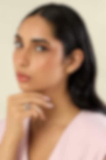 Gold Plated Pink & White Crystal Zirconia Enameled Ring by Isharya at Pernia's Pop Up Shop