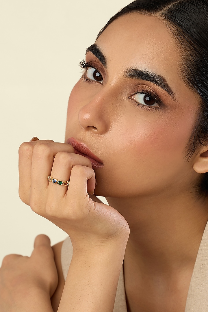 Gold Plated Crystal Zirconia Enameled Ring by Isharya at Pernia's Pop Up Shop