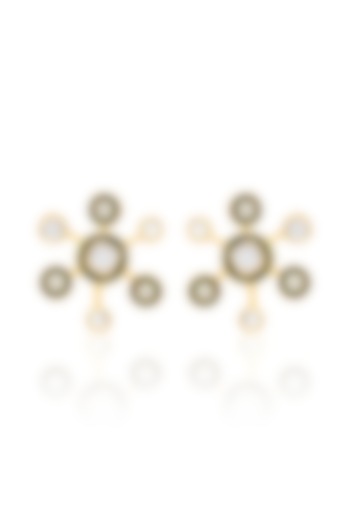 Gold Plated CZ Starburst Stud Earrings by Isharya
