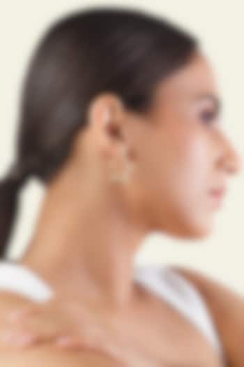 Gold Plated Blue Synthetic Stone & CZ Star Earrings by Isharya at Pernia's Pop Up Shop