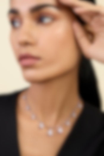 White Rhodium Finish Custom-Cut CZ Stone Choker Necklace by Isharya at Pernia's Pop Up Shop