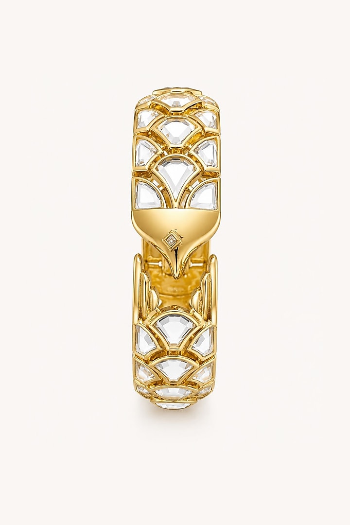 Micron Gold Finish Hand-Cut Polki Mirror Cuff by Isharya at Pernia's Pop Up Shop