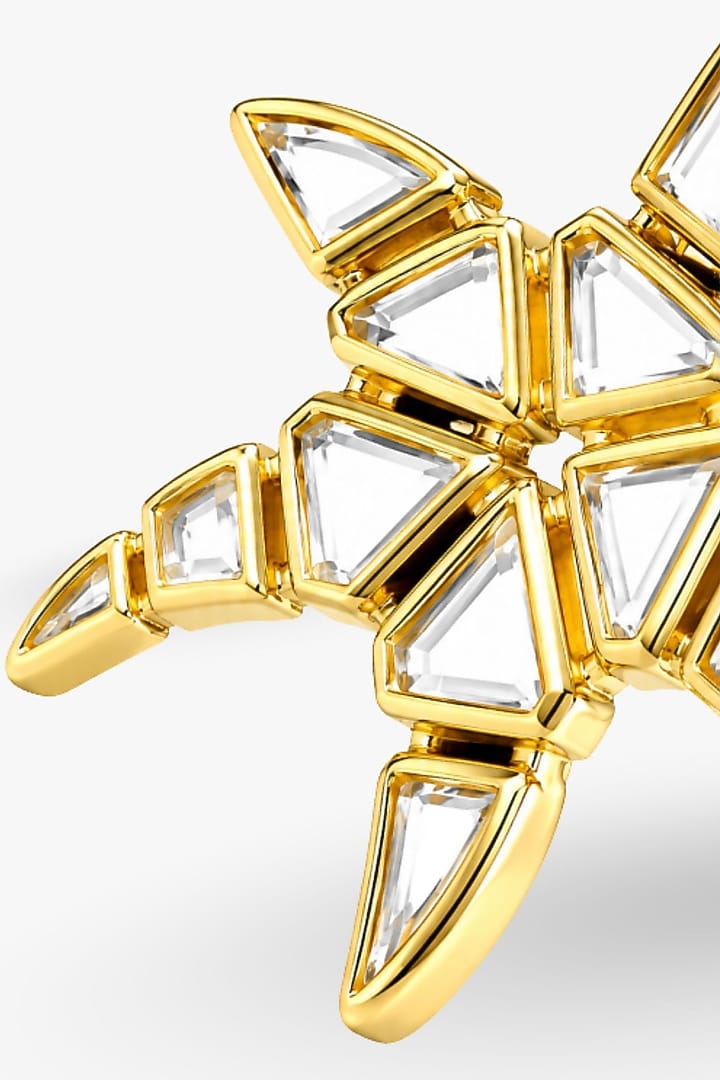 Micron Gold Finish Hand-Cut Polki Mirror Stud Earrings by Isharya at Pernia's Pop Up Shop
