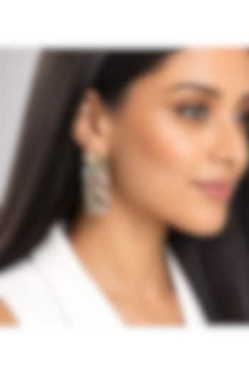 Micron Gold Finish Hand-Cut Polki Mirror Stud Earrings by Isharya at Pernia's Pop Up Shop