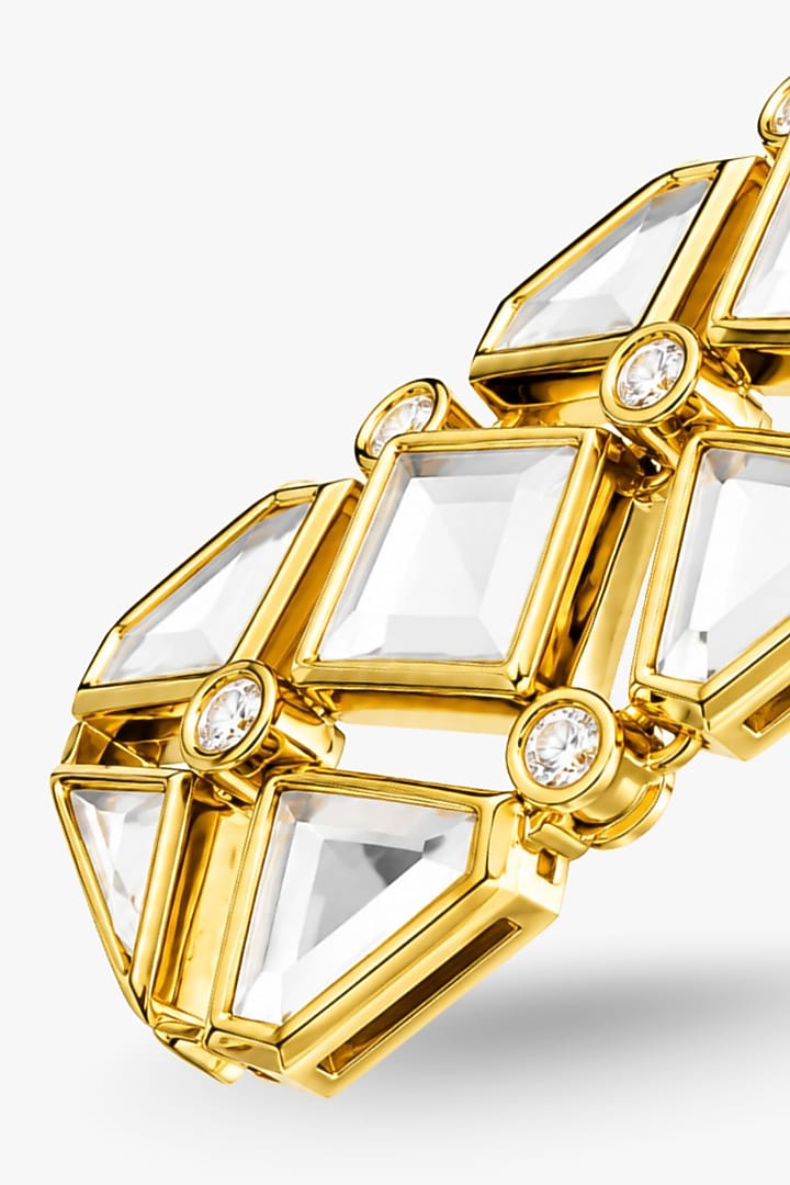 Micron Gold Finish Hand-Cut Polki Mirror Stud Earrings by Isharya at Pernia's Pop Up Shop