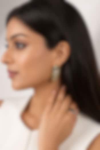 Micron Gold Finish Hand-Cut Polki Mirror Stud Earrings by Isharya at Pernia's Pop Up Shop