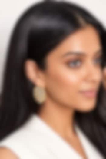 Micron Gold Finish Hand-Cut Polki Mirror Stud Earrings by Isharya at Pernia's Pop Up Shop