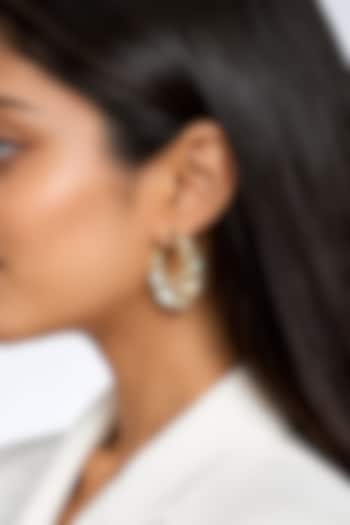 Micron Gold Finish Hand-Cut Polki Mirror Stud Earrings by Isharya at Pernia's Pop Up Shop
