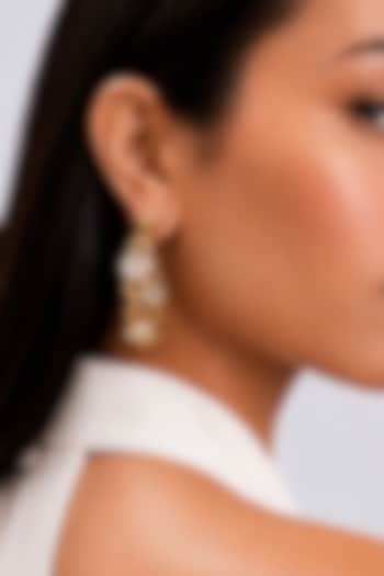 Micron Gold Finish Hand-Cut Polki Mirror Hoop Earrings by Isharya at Pernia's Pop Up Shop