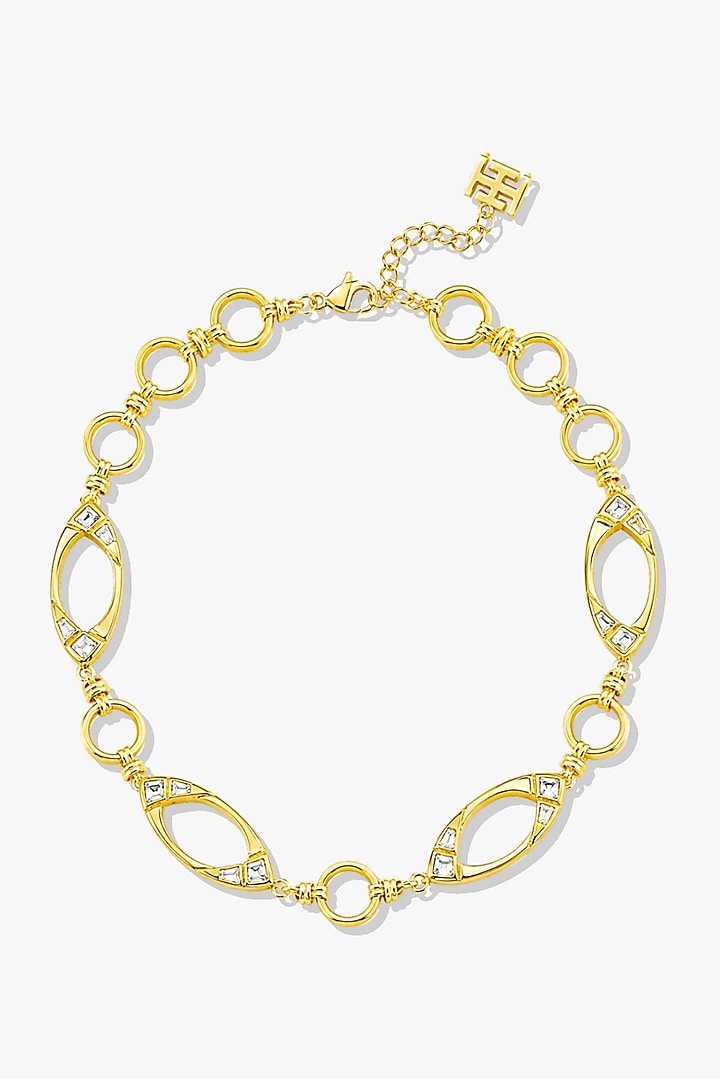 Micron Gold Finish Hand-Cut Polki Mirror Choker Necklace by Isharya at Pernia's Pop Up Shop