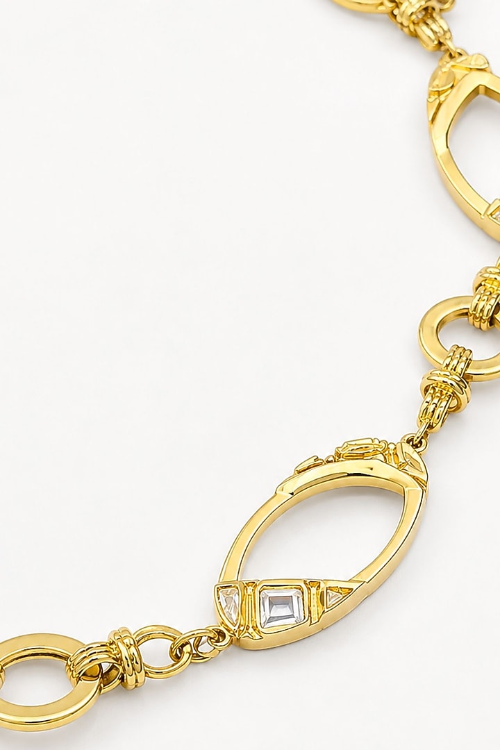 Micron Gold Finish Hand-Cut Polki Mirror Choker Necklace by Isharya at Pernia's Pop Up Shop