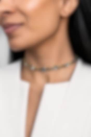 Micron Gold Finish Hand-Cut Polki Mirror Choker Necklace by Isharya at Pernia's Pop Up Shop