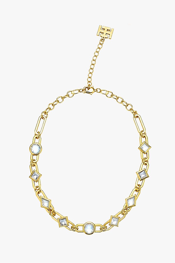 Micron Gold Finish Hand-Cut Polki Mirror Choker Necklace by Isharya at Pernia's Pop Up Shop