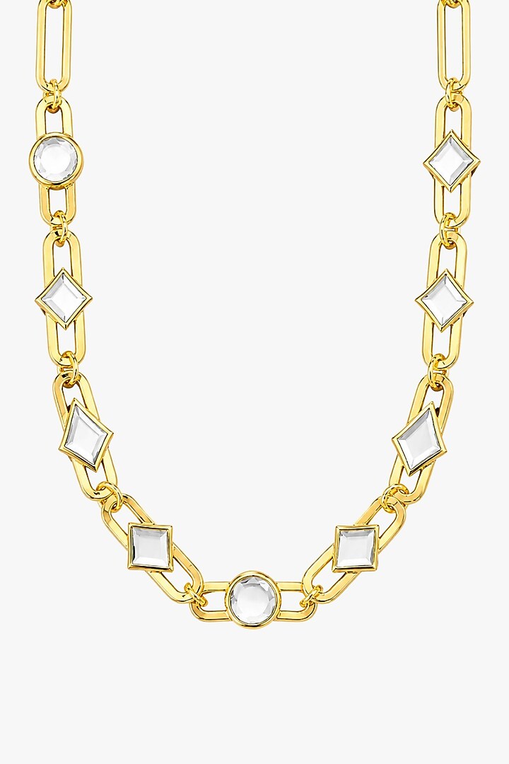 Micron Gold Finish Hand-Cut Polki Mirror Choker Necklace by Isharya at Pernia's Pop Up Shop