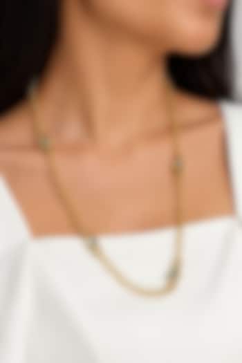 Micron Gold Finish Hand-Cut Polki Mirror Long Necklace by Isharya at Pernia's Pop Up Shop